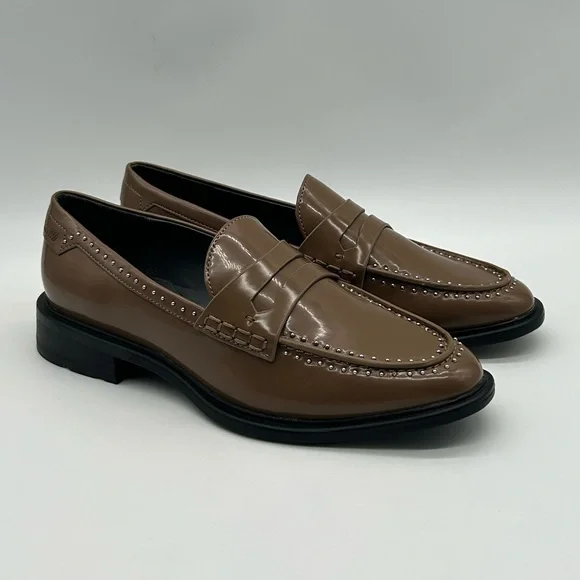 Sarto by Franco Sarto A-Eden Studs Loafers Brown Patent Size 10M New With Box